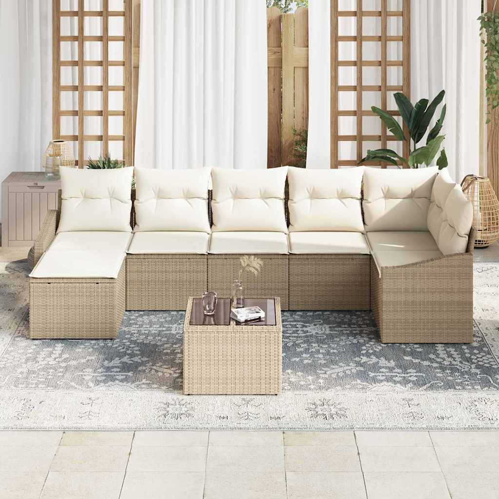 Garten Essgruppe mit Kissen mit Speicher 8 pcs Beige und Creme
